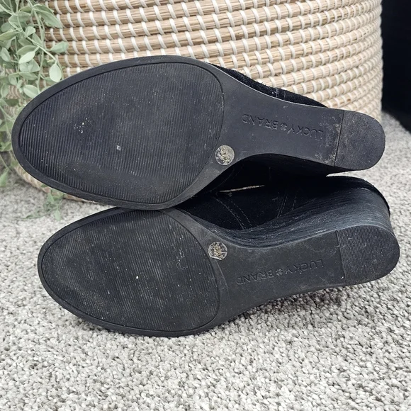 Lucky Brand Sway Suede Black Leather Lace Up Booties Size 9.5 - Picture 5 of 7